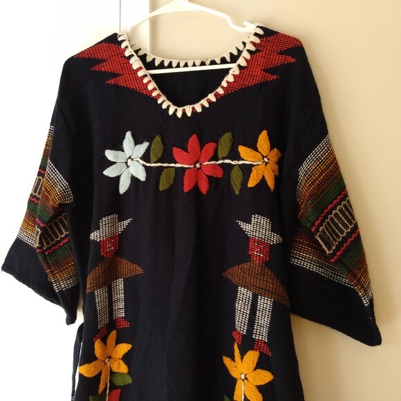 Vintage Handwoven Peru Dress Ethnic Hippy Boho Embroidered - Picture 15 of 15